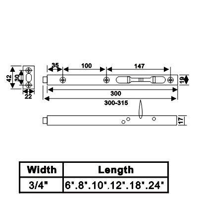 Ermäßigter Flush Bolt