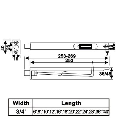 Eingebener Flush Bolt