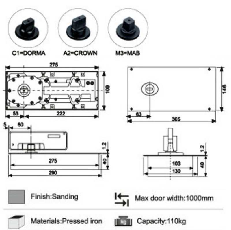 Glass Door Floor Hinges