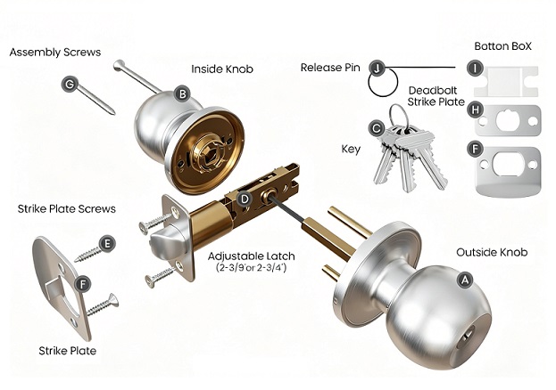 Stainless Steel Round Ball Door Knob with Keys