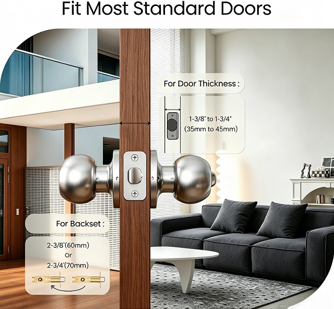 Stainless Steel Round Ball Door Knob with Keys