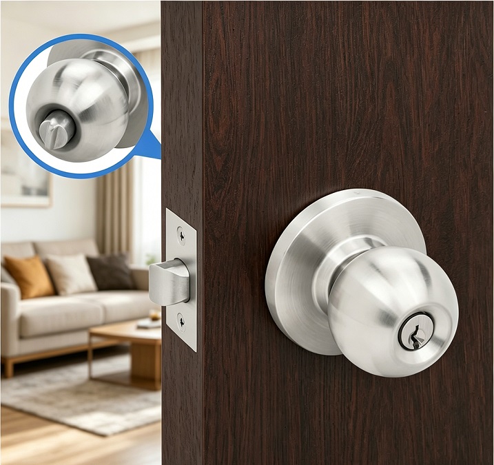 Stainless Steel Round Ball Door Knob with Key