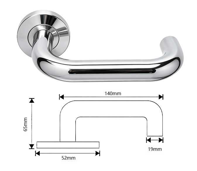 Stainless Steel 304 Lever Handle On Rose 1000 Series Overview