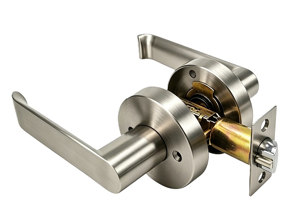 Modern Round Rosette Tubular Passage Door Lever - Satin Nickel
