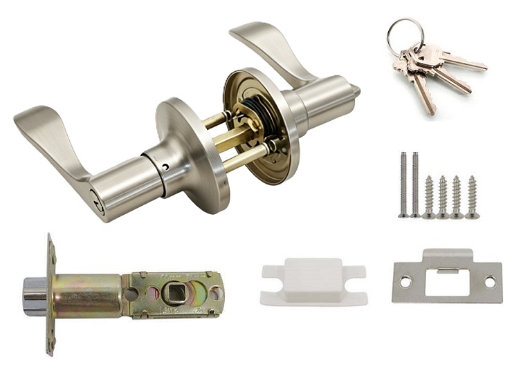 Modern Residential Tubular Keyed Entry Wave Door Lever