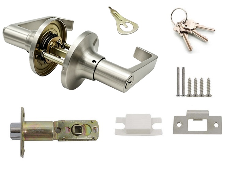 Modern Residential Tubular Keyed Entry L-Shape Door Lever