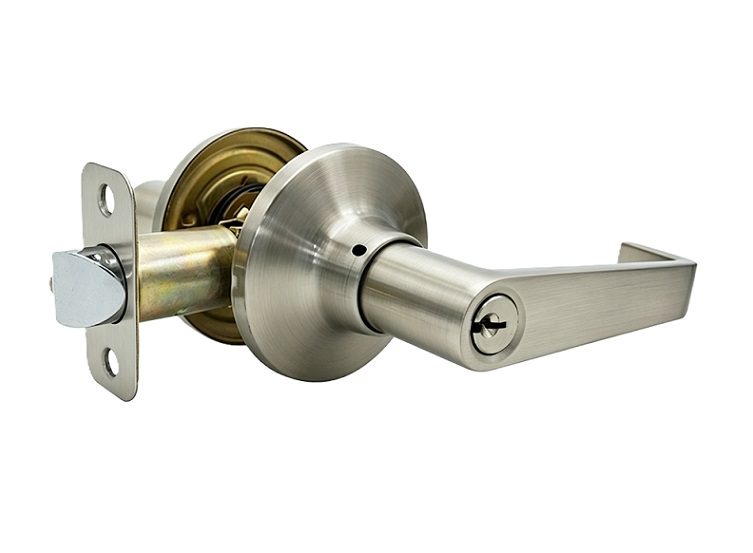 Modern Residential Tubular Keyed Entry L-Shape Door Lever