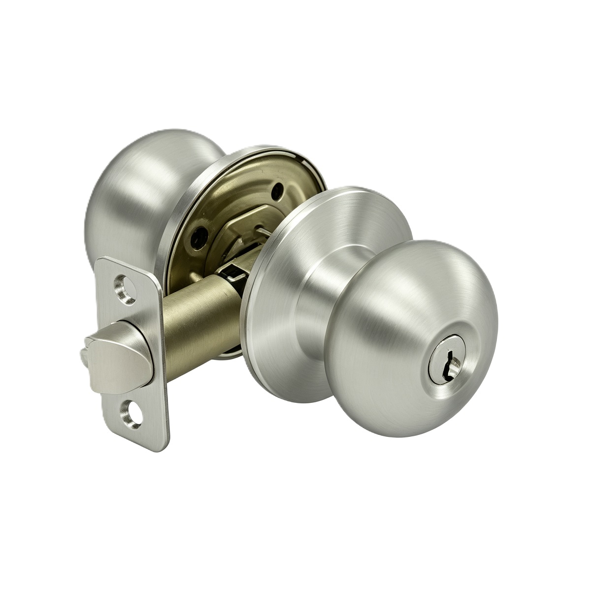Satin Nickel Ball Tubular Entry Door Knob with Keys