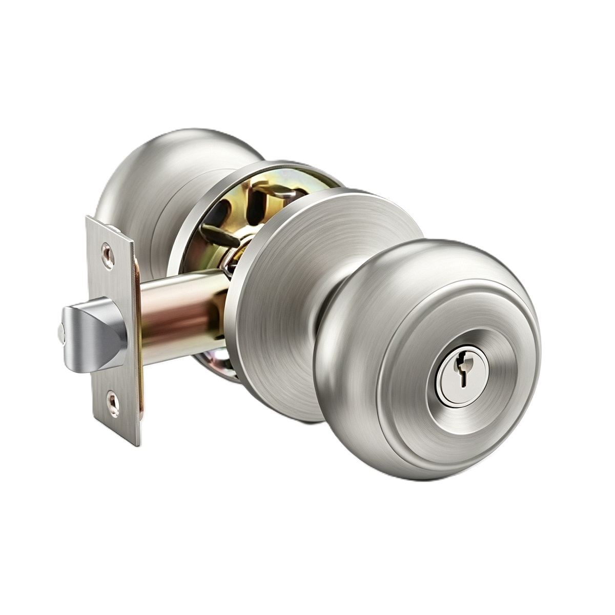 Satin Nickel Ball Tubular Entry Door Knob with Keys