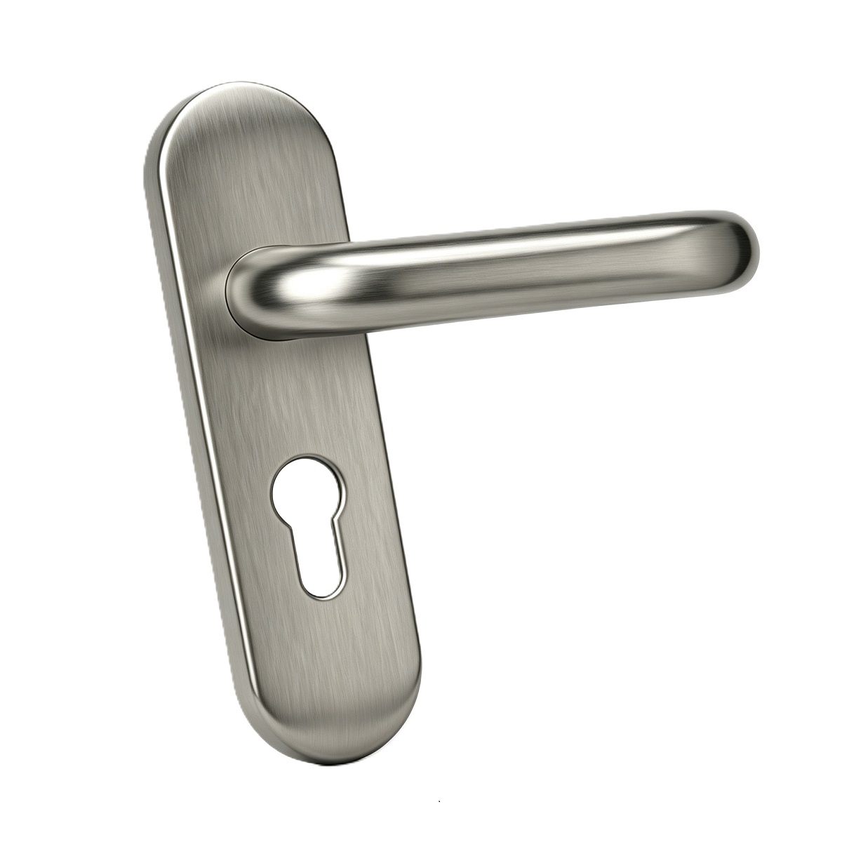 Stainless Steel Lever Handle On Round Backplate