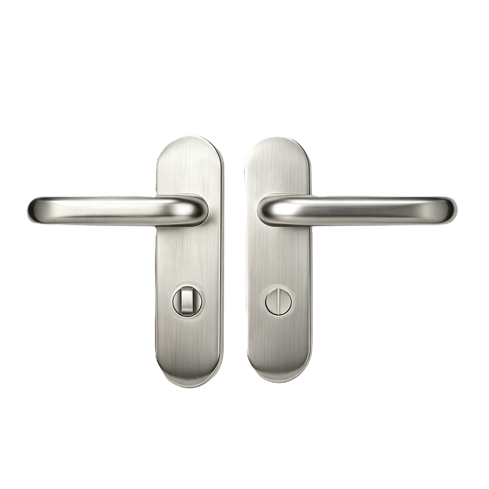 Stainless Steel Lever Handle On Round Backplate