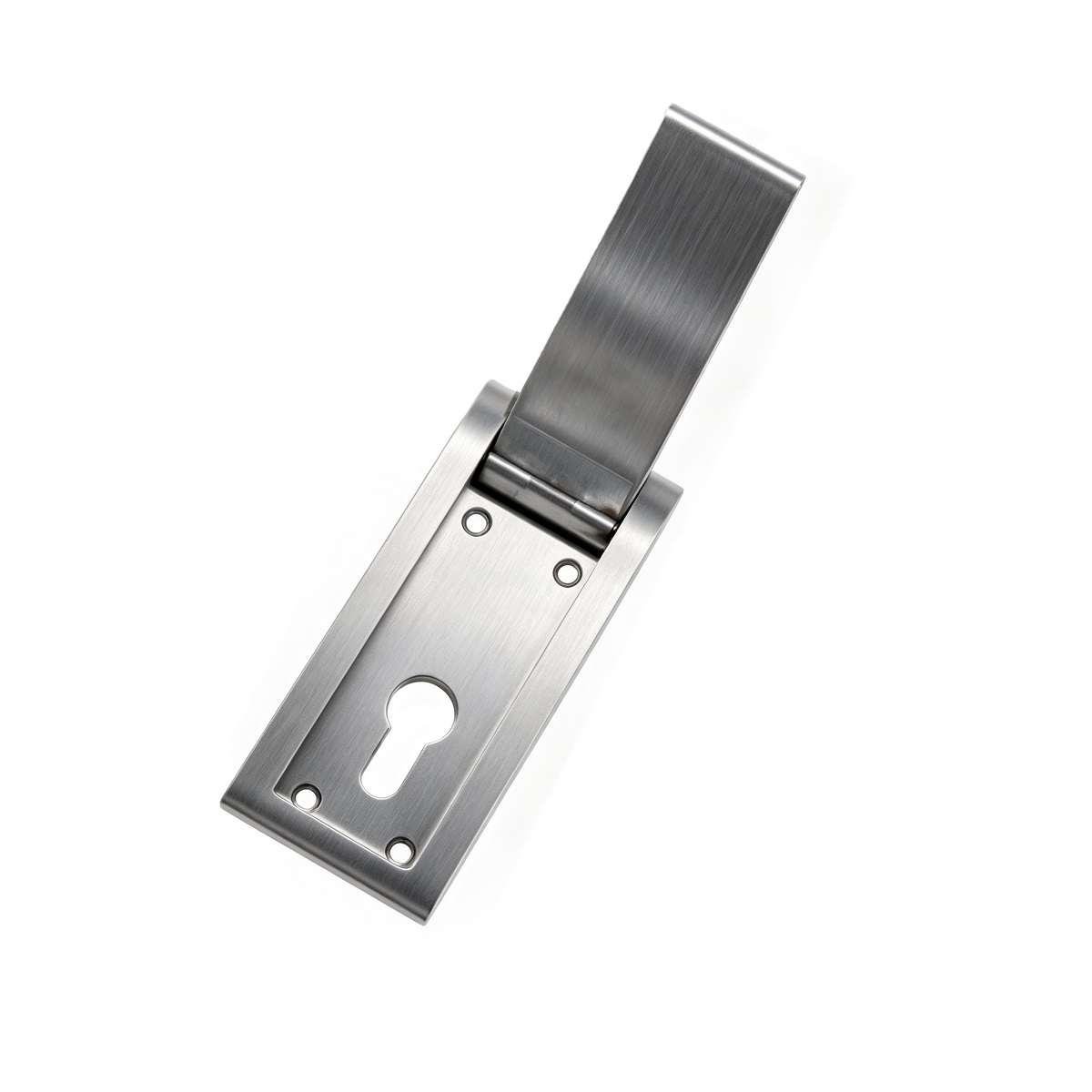 Hinged Lift‑Up Recessed Flush Pull With Euro Keyhole
