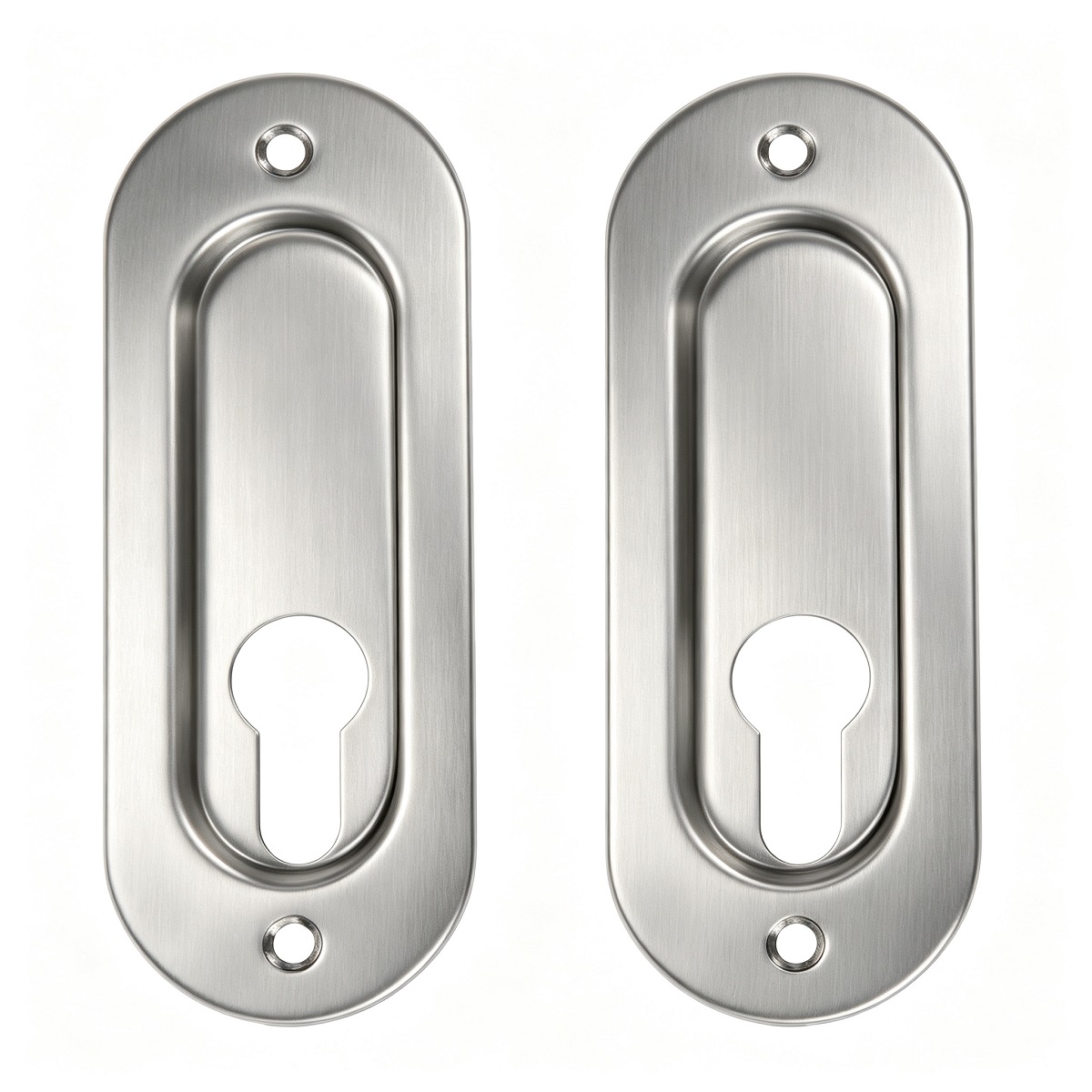 Oval Recessed Flush Pull Pair With Euro Keyhole 127×45mm