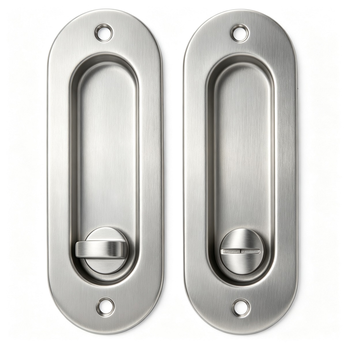 Oval Recessed Flush Pull Pair With Turn Thumb Privacy Lock 127×45mm