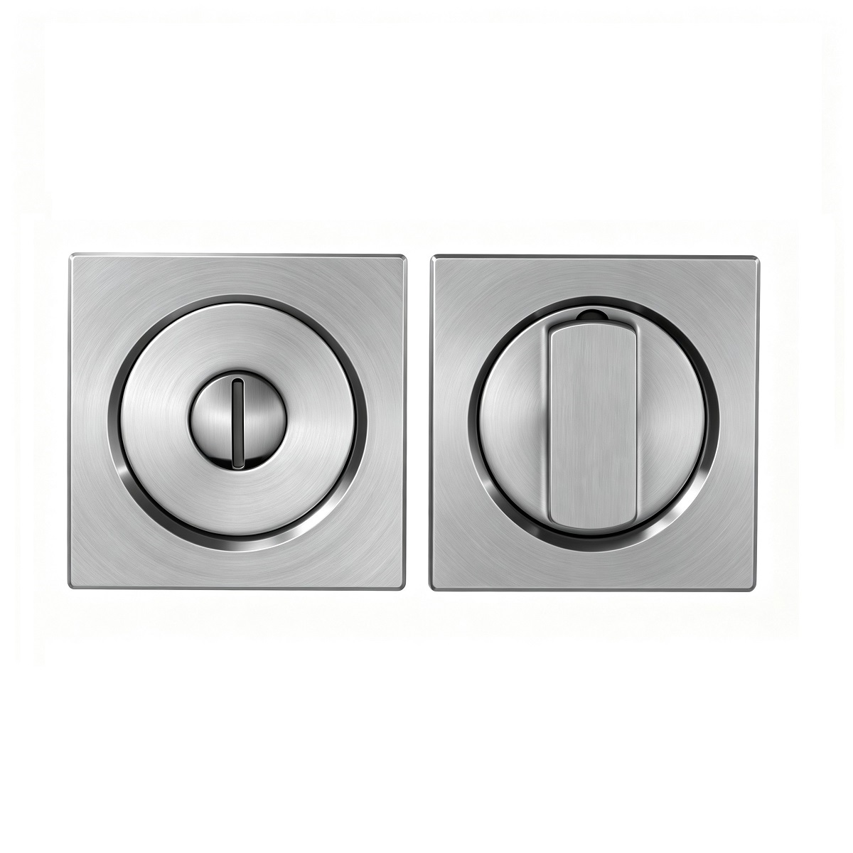 Square Frame Recessed Flush Pull Pair With Turn Thumb Privacy Lock 60×60mm