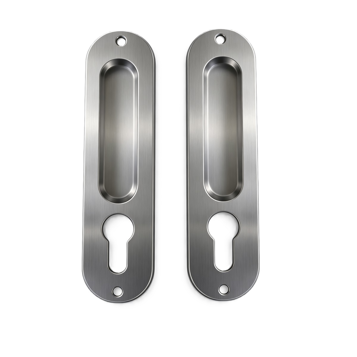 Oval End Recessed Flush Pull Pair With Euro Keyhole 158×40mm