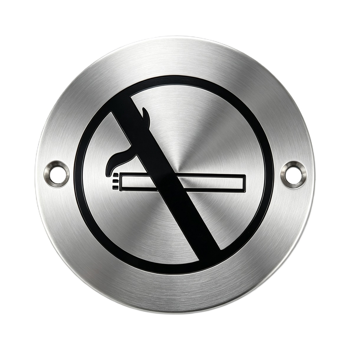 Round Stainless Steel No Smoking Sign Plate
