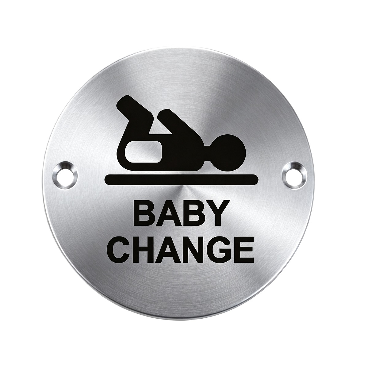 Round Stainless Steel Baby Change Sign Plate
