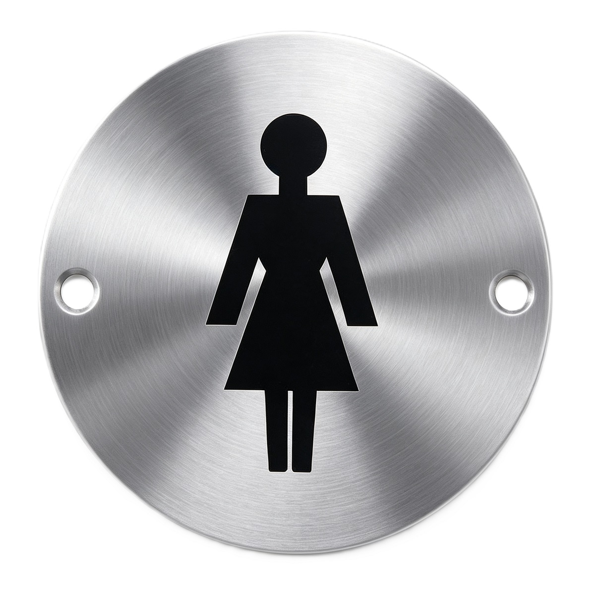 Round Stainless Steel Ladies Washroom Sign Plate