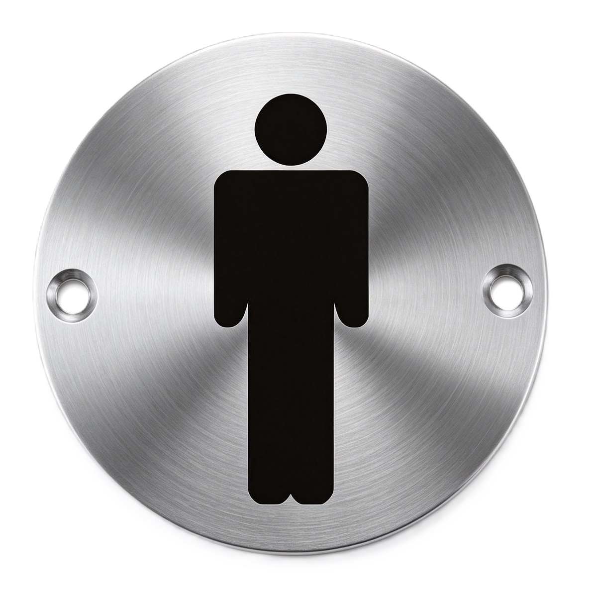 Round Stainless Steel Men Washroom Sign Plate