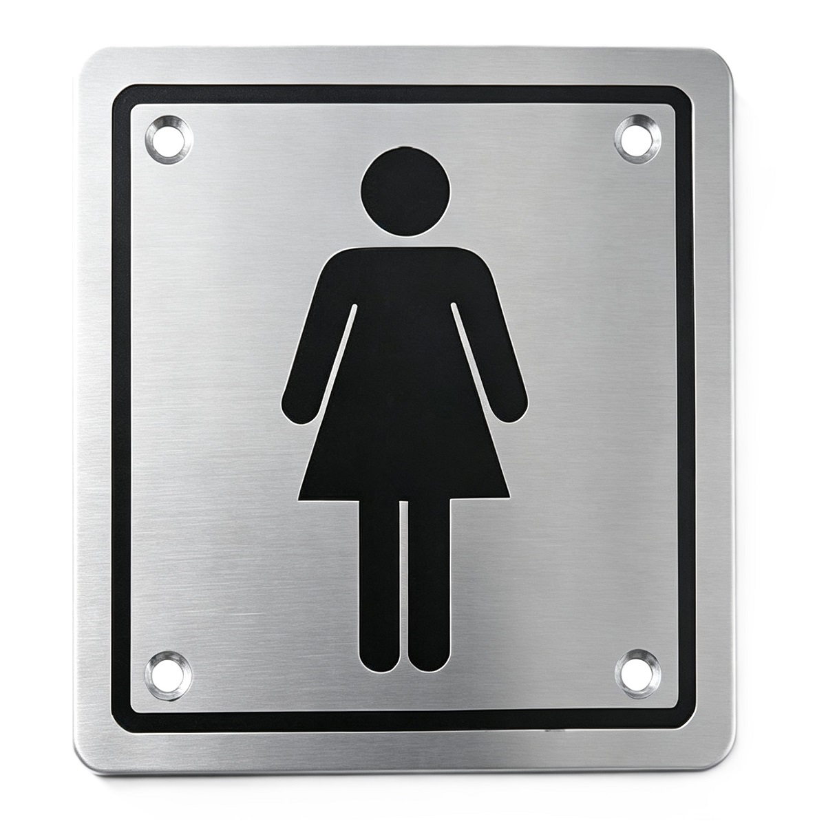 Square Stainless Steel Ladies Washroom Sign Plate
