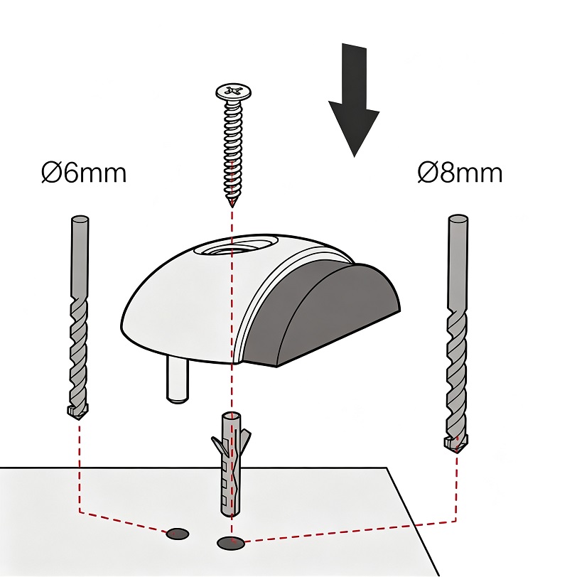 Half Dome Floor Mounted Door Stopper