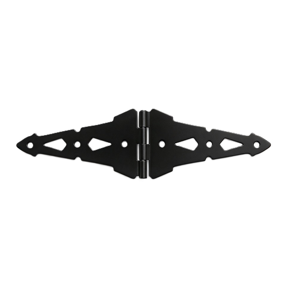 Decorative Black Lacquer Ornate Strap Hinge