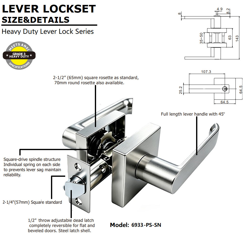 Passage Door Lever Lock set Passage Door Lever Lock set