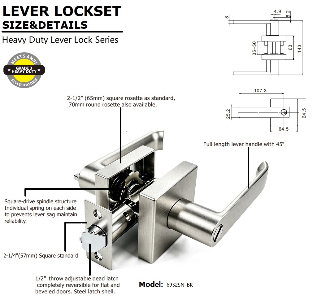 Heavy Duty Door Lever Lockset Heavy Duty Door Lever Lockset