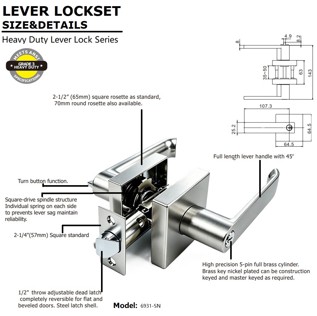 Door Lever Lock Size and details Door Lever Lock Size and details