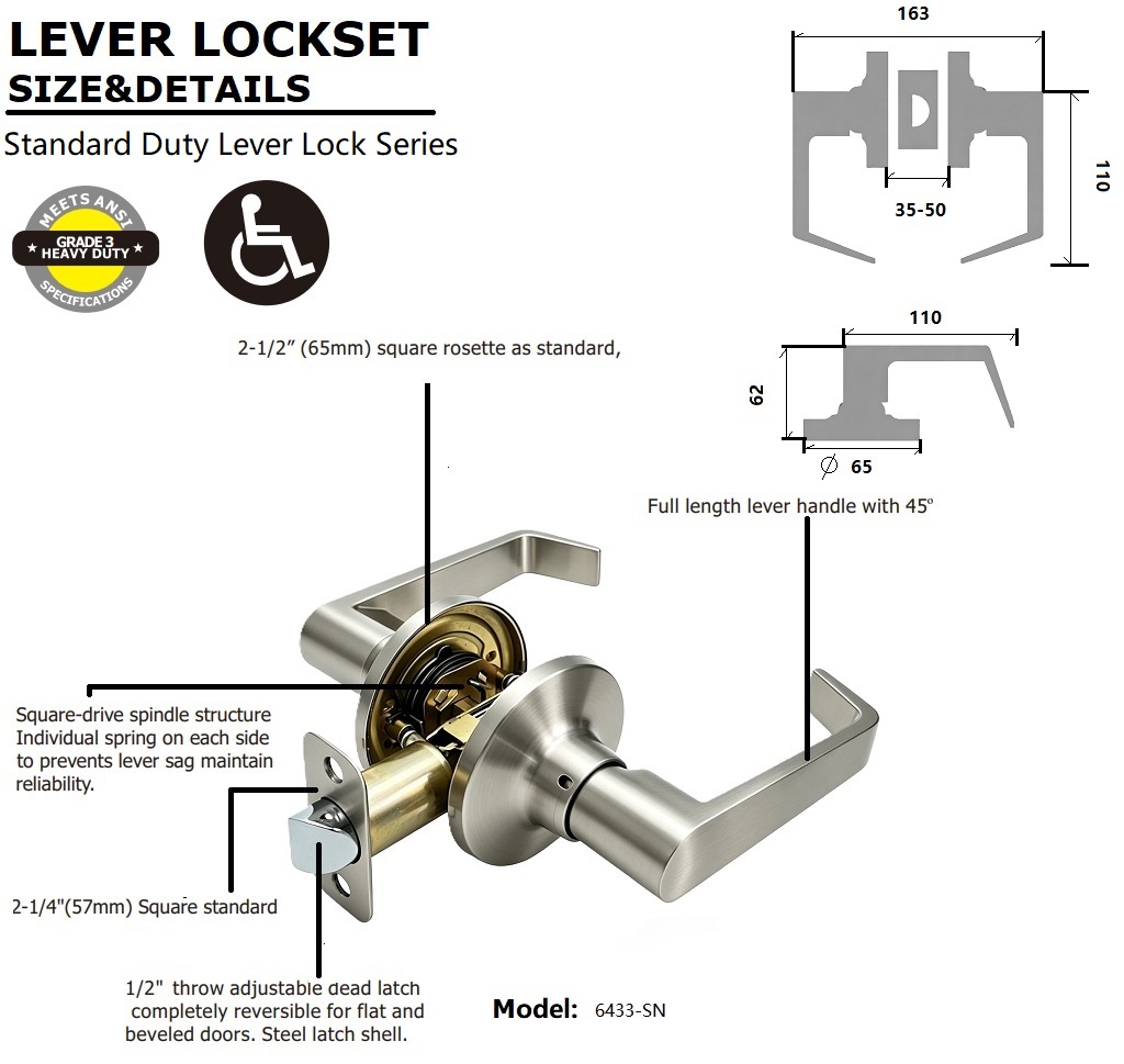Tubular Passage Lever Lock size and details Tubular Passage Lever Lock size and details