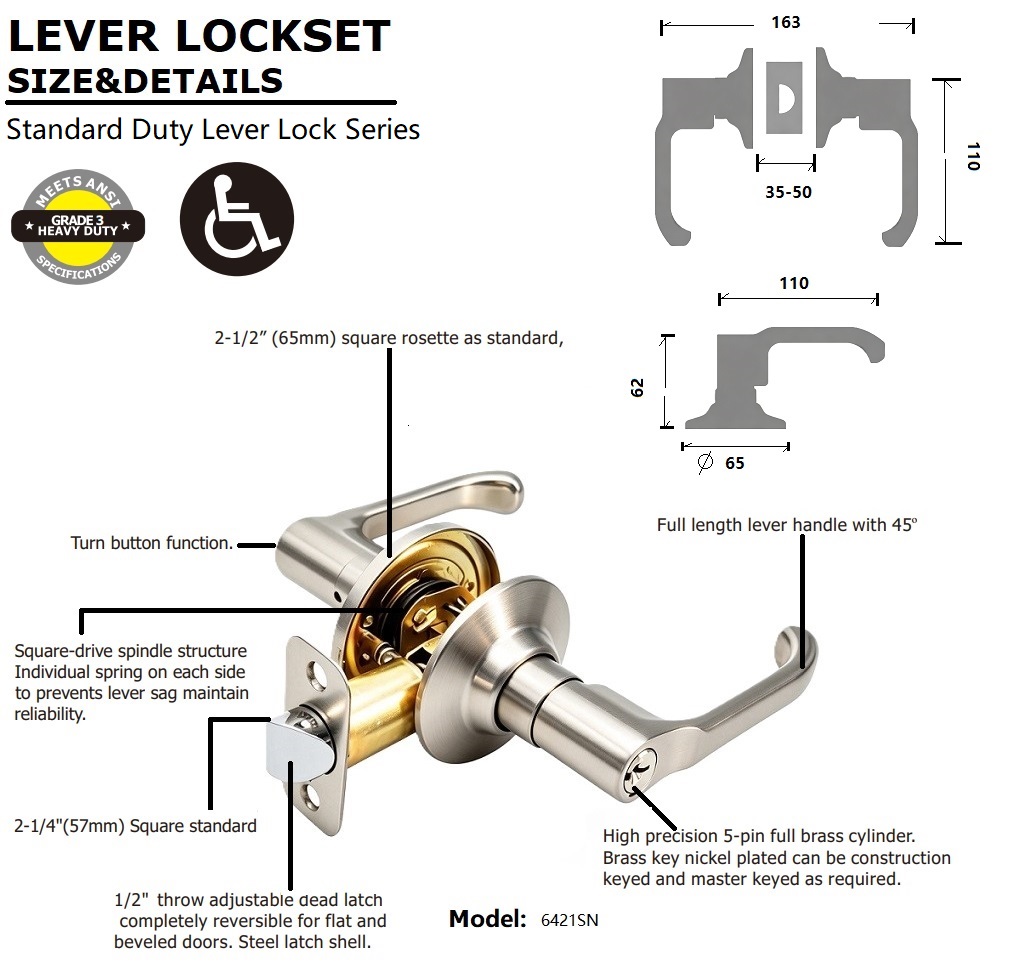 Tubular Entrance Lever Lock size and details Tubular Entrance Lever Lock size and details