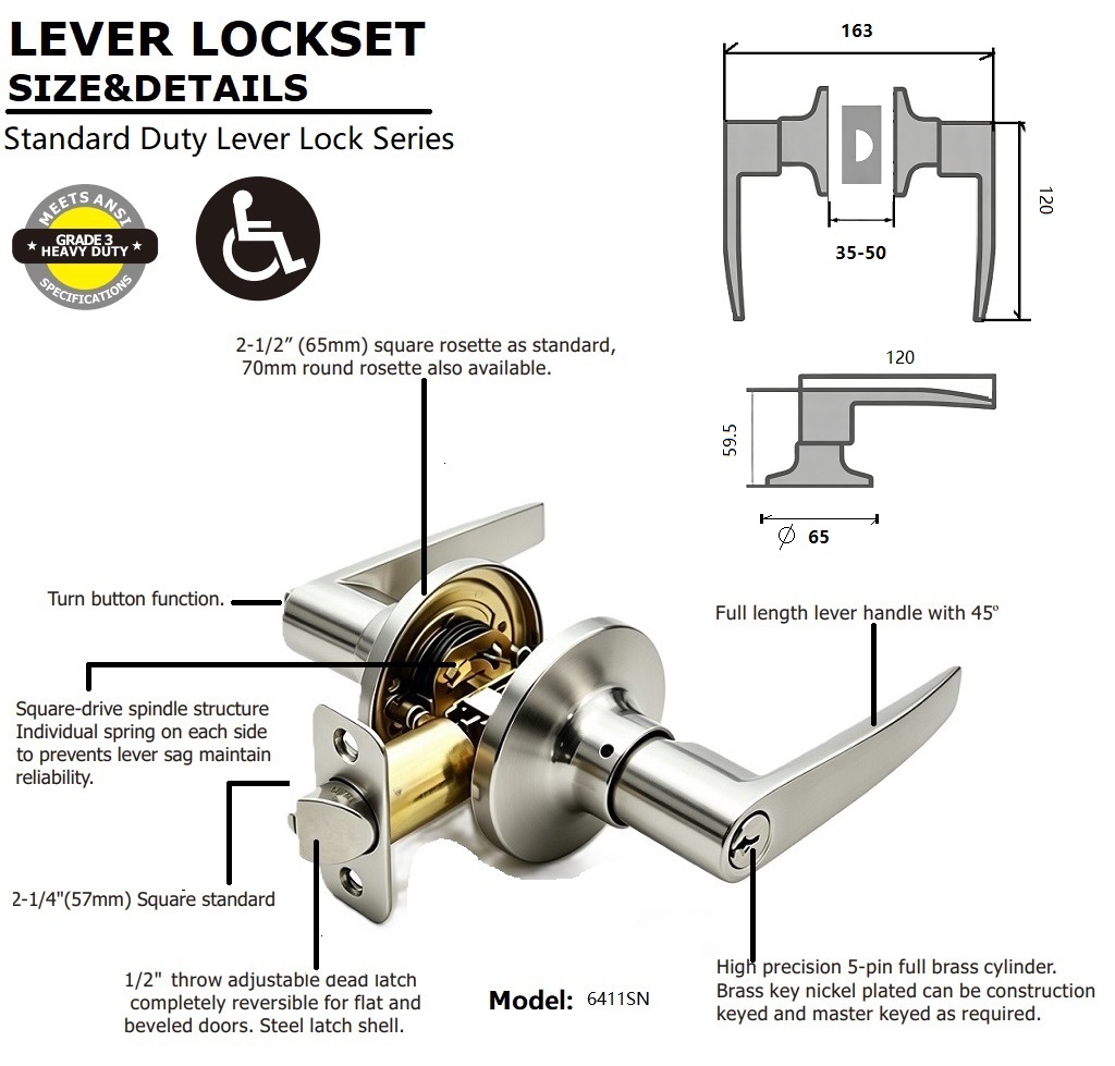 Tubular Entrance Lever Lock size and details Tubular Entrance Lever Lock size and details