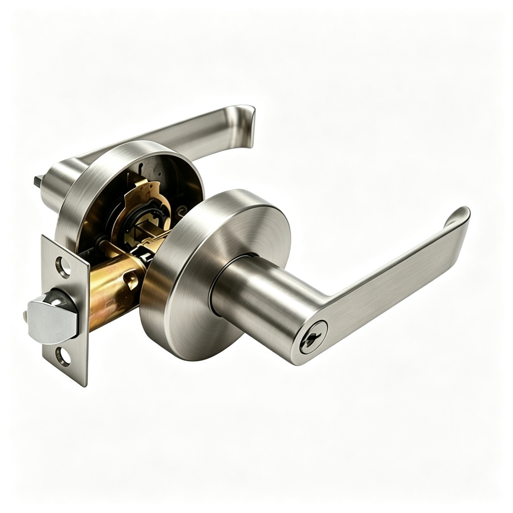 Square Rosette Tubular Passage Door Lever Internal Mechanism - Satin Nickel Square Rosette Tubular Passage Door Lever Internal Mechanism - Satin Nickel