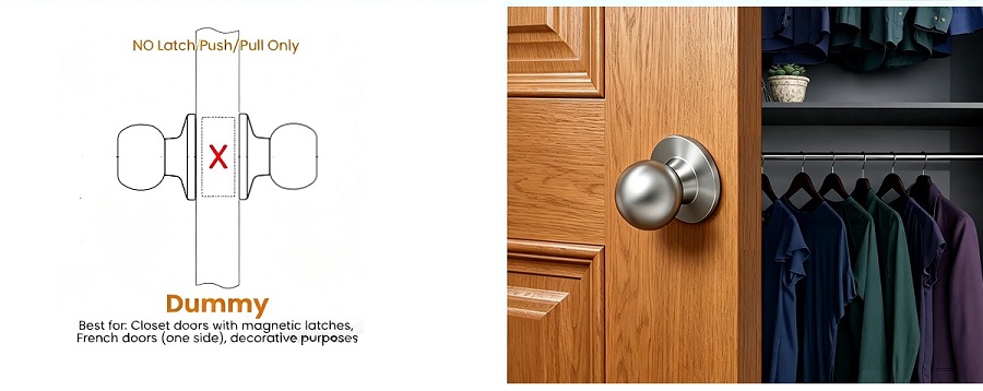 Installation Dimension drawing for tubular door lock