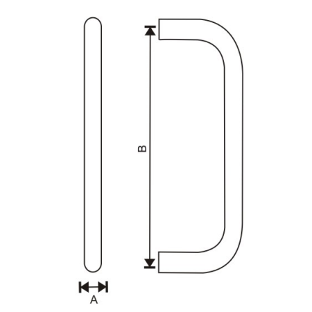 PHR1 D Shape Pull Handle Dimension Drawing
