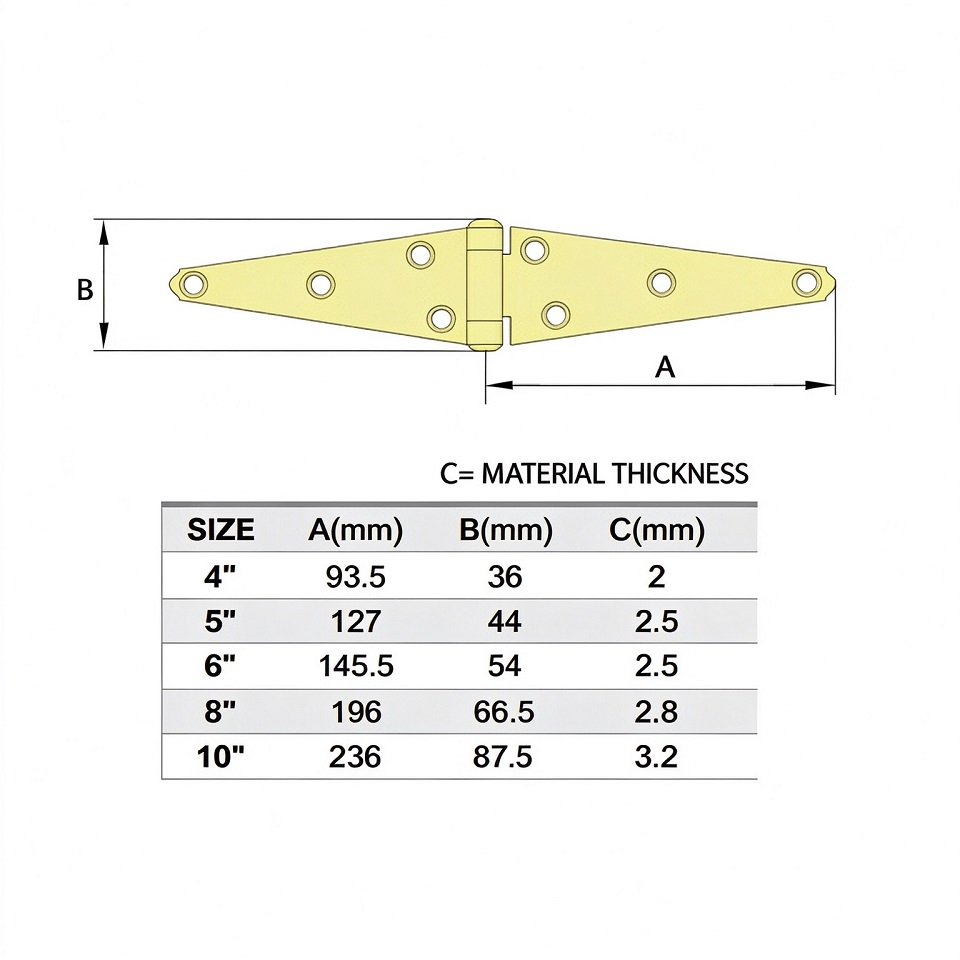 Heavy duty zinc plated steel strap hinge, thick gauge strap hinge for heavy gate, barn and bulkhead door