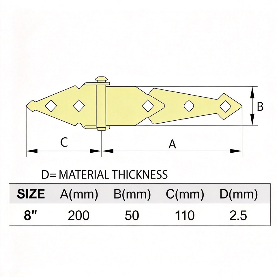 Prime Coat decorative strap hinge, diamond cutout ornamental strap hinge for wooden gate and barn door