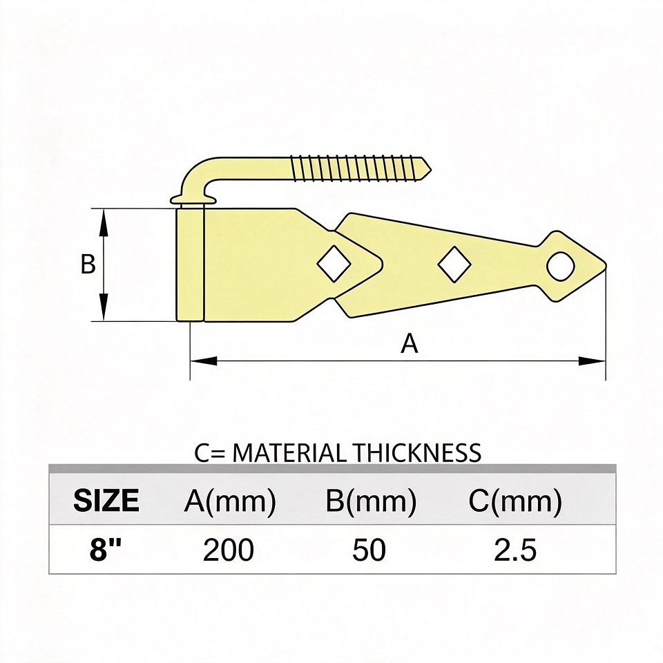 Black Lacquer decorative strap hinge, diamond cutout ornamental strap hinge with screw for wooden gate and barn door