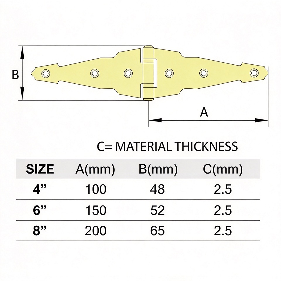 Prime Coat scalloped decorative strap hinge, ornamental steel strap hinge for wooden gate, barn door and shed door
